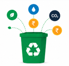 Waste Value Recycling Bin with Environmental Credits